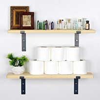 Puinen seinähylly Linento Furniture Lam001, ruskea/musta