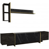 TV-taso ja seinähylly Linento Furniture Veyron, musta/kulta