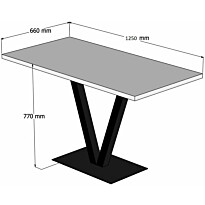 Ruokapöytä Linento Furniture Sun Table, 133x66cm, hopeakoivu/musta
