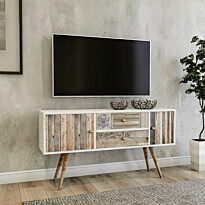 TV-taso Linento Furniture Odense, leveys 122cm, ruskea/valkoinen
