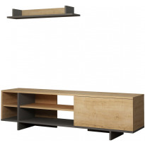 TV-taso ja seinähylly Linento Furniture Stockton, ruskea/antrasiitti