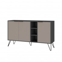 Sivukaappi Linento Furniture Clara, harmaa/beige