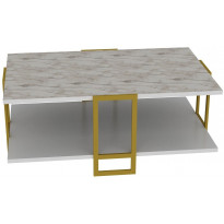 Sohvapöytä Linento Furniture Polka, valkoinen/kulta