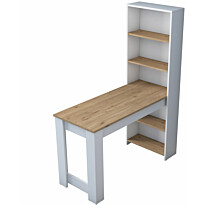Työpöytä hyllyllä Linento Furniture HA106-2493, valkoinen/ruskea