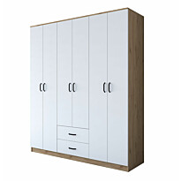 Vaatekaappi Linento Furniture BA113-2337, 180x210cm, valkoinen/ruskea