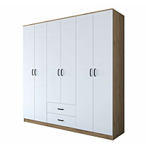 Vaatekaappi Linento Furniture BA111-2324, 210x210cm, valkoinen/ruskea