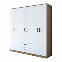 Vaatekaappi Linento Furniture BA115-2283, 180x190.8cm, valkoinen/ruskea
