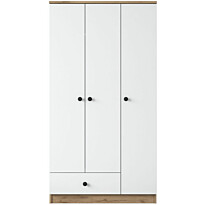 Vaatekaappi Linento Furniture BA117-2253, 90x170cm, valkoinen/ruskea