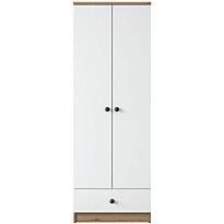 Vaatekaappi Linento Furniture BA118 2418, 60cm, valkoinen/pähkinä