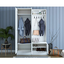 Säilytyskokonaisuus eteiseen Linento Furniture M5-1561, leveys 119.6cm, valkoinen