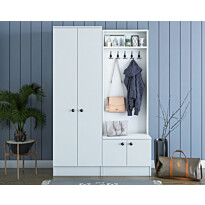 Säilytyskokonaisuus eteiseen Linento Furniture M11-1567, leveys 119.6cm, valkoinen
