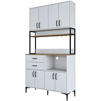 Aamiaiskaappi Linento Furniture JE180 - 3403 saksanpähkinä/valkoinen/musta