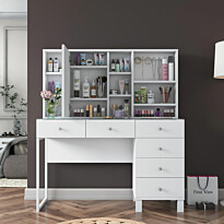 Meikkipöytä Linento Furniture BJ140-3831, leveys 120cm, valkoinen