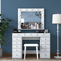 Meikkipöytä peilillä Linento Furniture BJ156-3872, leveys 120cm, valkoinen