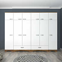 Vaatekaappi Linento Furniture BA133-3907, 243x226cm, ruskea/valkoinen