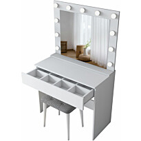 Meikkipöytä valolla Linento Furniture, BJ121-2934, valkoinen