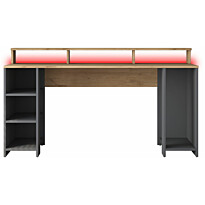 Pelipöytä Linento Furniture HA122-3000, 160x55cm, LED-valolla, ruskea/antrasiitti