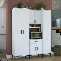 Aamiaiskaappi Linento Furniture JE119-2965, leveys 160cm, korkeus 198.6cm, valkoinen