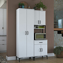 Aamiaiskaappi Linento Furniture JE120-2966, leveys 120cm, korkeus 198.6cm, valkoinen