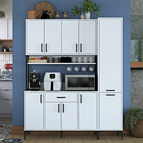 Säilytyskokonaisuus keittiöön Linento Furniture JE134-3055, leveys 160cm, korkeus 198.6cm, valkoinen