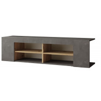 TV-taso Linento Furniture LV13, hopeanharmaa/tammi