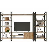 TV-taso ja kirjahylly Linento Furniture ML22, ruskea
