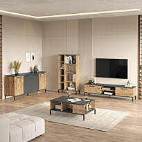 Olohuoneen huonekalusetti Linento Furniture RL6-AA, ruskea/antrasiitti