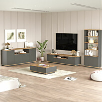 Olohuoneen huonekalusetti Linento Furniture FR19-AA, ruskea/antrasiitti