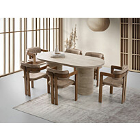 Ruokapöytä Linento Furniture Hermes, 180x90cm, beige travertiinikuosi
