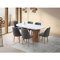 Jatkettava ruokapöytä Linento Furniture Gusto-2951, 180/216x90cm, valkoinen