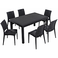 Ruokailuryhmä Linento Garden Rattan 6:n istuttava antrasiitti
