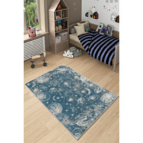Lastenhuoneen matto Linento Planeetat 100x200cm sininen