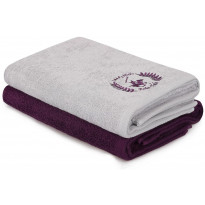 Kylpypyyhe Linento Beverly Hills Polo Club, 70x140cm, violetti/vaaleanharmaa, 2kpl