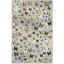Lastenhuoneen matto Linento Hem Perhoset 80x200cm harmaa/beige