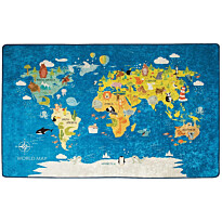 Lastenhuoneen matto Linento World Map sininen, eri kokoja