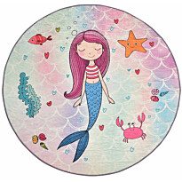 Lastenhuoneen pyöreä matto Linento Mermaid Ø140cm monivärinen