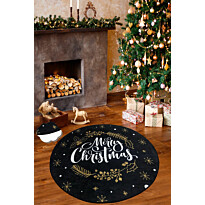 Pyöreä joulumatto Linento Christmas Ø120cm musta/kulta