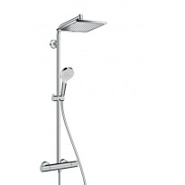 Sadesuihkusetti Hansgrohe Crometta E 240 1jet Showerpipe, termostaattihanalla, suihkupää ⌀240mm, vettä säästävä, kiiltävä kromi