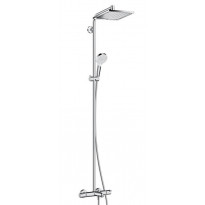 Sadesuihkusetti Hansgrohe Crometta E 240 1jet Showerpipe, termostaattihanalla, suihkupää ⌀240mm, vettä säästävä, juoksuputkella, kiiltävä kromi
