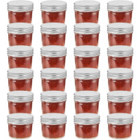 Lasiset hillopurkit hopean värisillä kansilla 24 kpl 110 ml