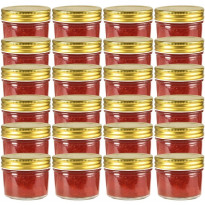 Lasiset hillopurkit kullan värisillä kansilla 24 kpl 110 ml
