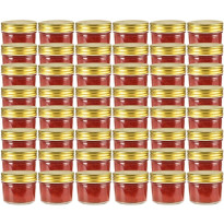 Lasiset hillopurkit kullan värisillä kansilla 48 kpl 110 ml