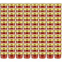 Lasiset hillopurkit kullan värisillä kansilla 96 kpl 110 ml