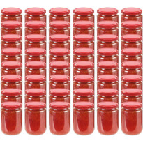 Lasiset hillopurkit punaisilla kansilla 48 kpl 230 ml