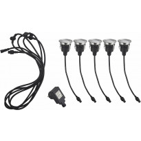 LED-terassivalosarja Malmbergs Ground III Kit 5x0.6W, IP67, teräs