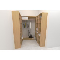 Walk-in closet U-malli Mirror Line, 2100/2400x1600x1800 mm, tammi