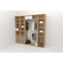 Walk-in closet 260 cm Mirror Line, 2100/2400x2600x510 mm, tammi