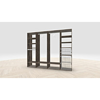Vaatehuoneen kaapisto Mirror Line, leveä I-malli koreilla, housutelineellä ja vaatetangoilla, 2600x2100x510mm, eri värejä