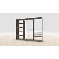 Vaatehuoneen kaapisto Mirror Line, leveä I-malli hyllyillä, koreilla ja vaatetangoilla, 2600x2100x510mm, eri värejä