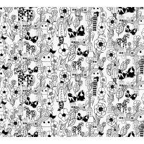 Tapetti Marimekko Marikylä, mustavalkoinen, 0.7x10.05m